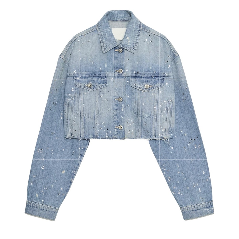 ZARA  TRF STRASS CROP DENIM JACKET - XS